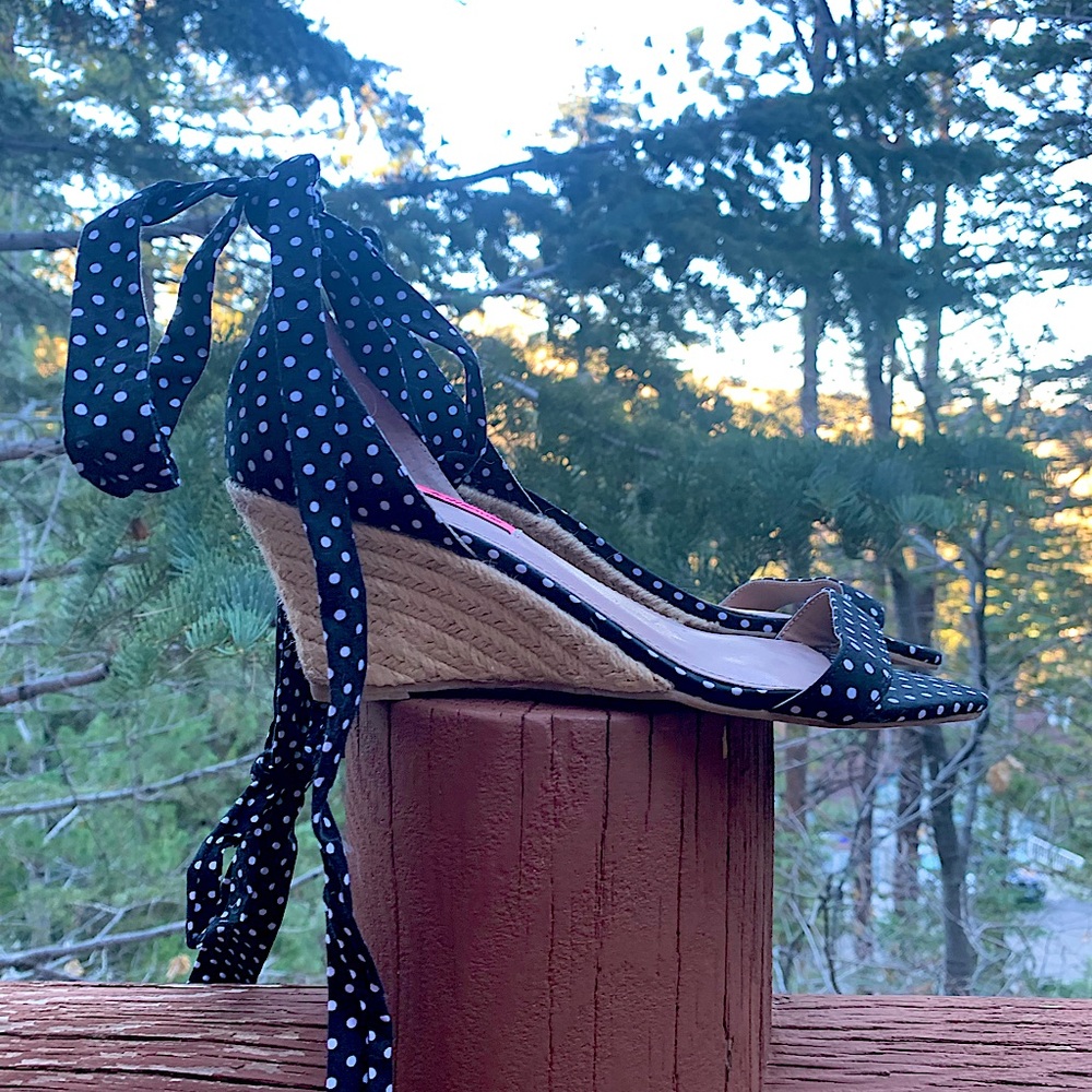 Betsey Johnson polka dot lace up espadrilles